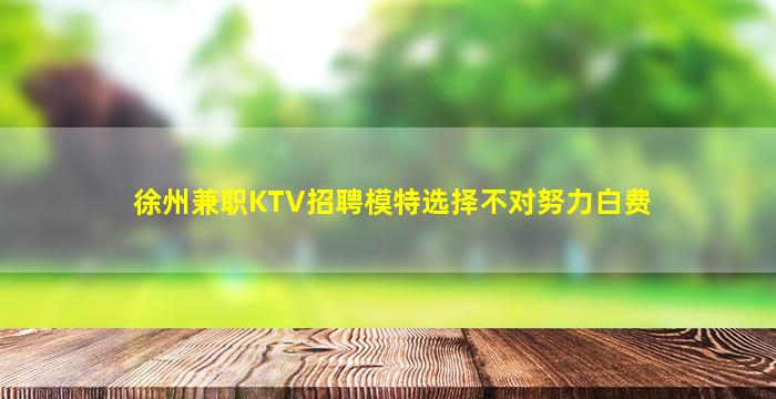 徐州兼职KTV招聘模特选择不对努力白费